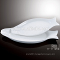 2016 plaques rectangulaires en céramique blanche à l&#39;hôtellerie et à la vente à chaud, assiettes à vaisselle à usage varié, porcelaine de conception de poisson